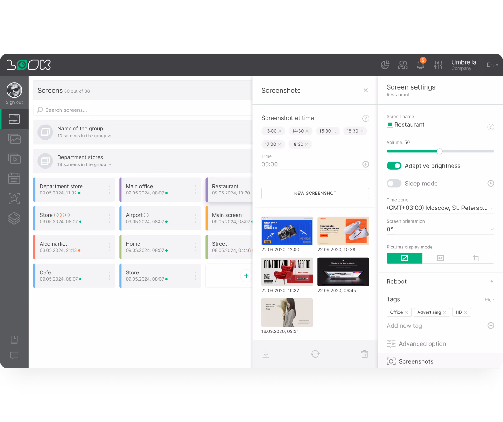 Screenshot des Dashboards