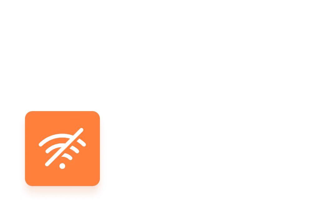 Icono naranja con el símbolo de wifi tachado en blanco.